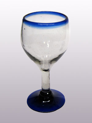 Sale Items / 'Cobalt Blue Rim' small wine glasses  / Small wine glasses with a beautiful cobalt blue rim. Can be used for serving white wine or as an all-purpose wine glass.